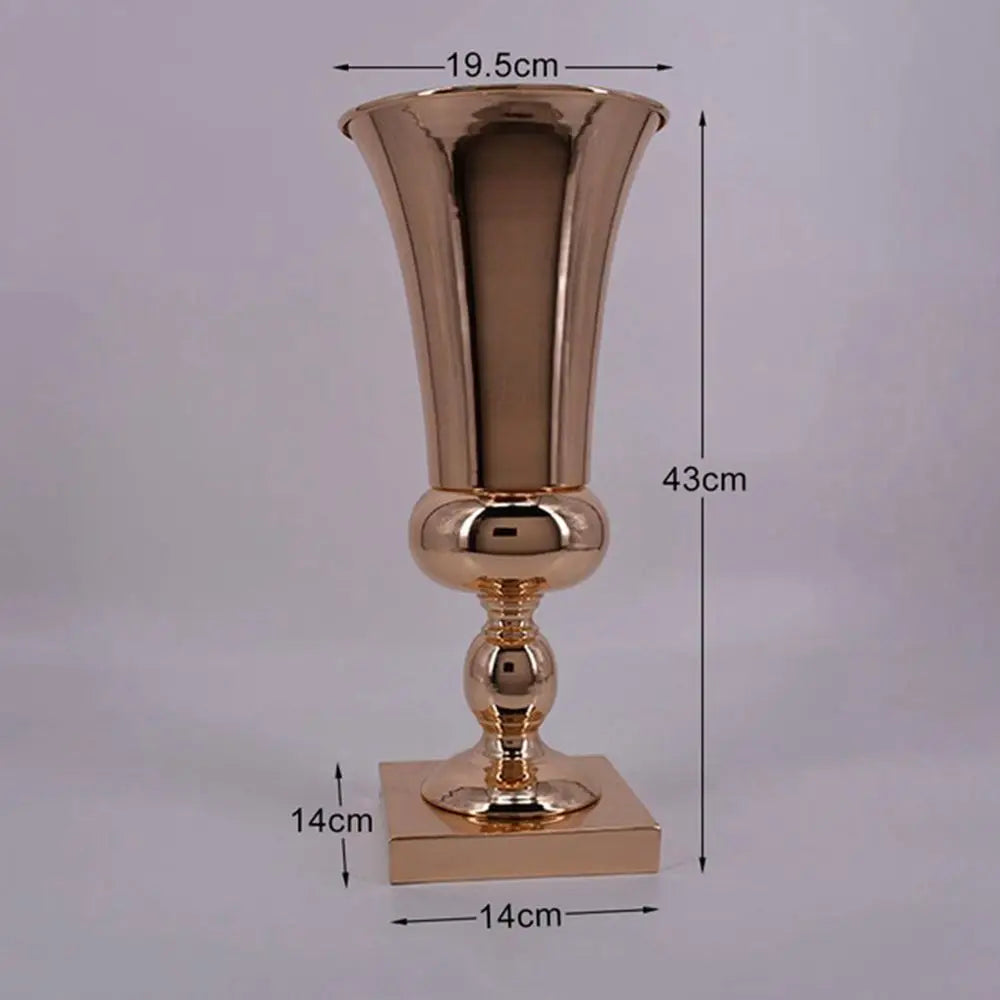 vase decoratif or classique fleurs artificielles hauteur 43cm diametre 19.5cm