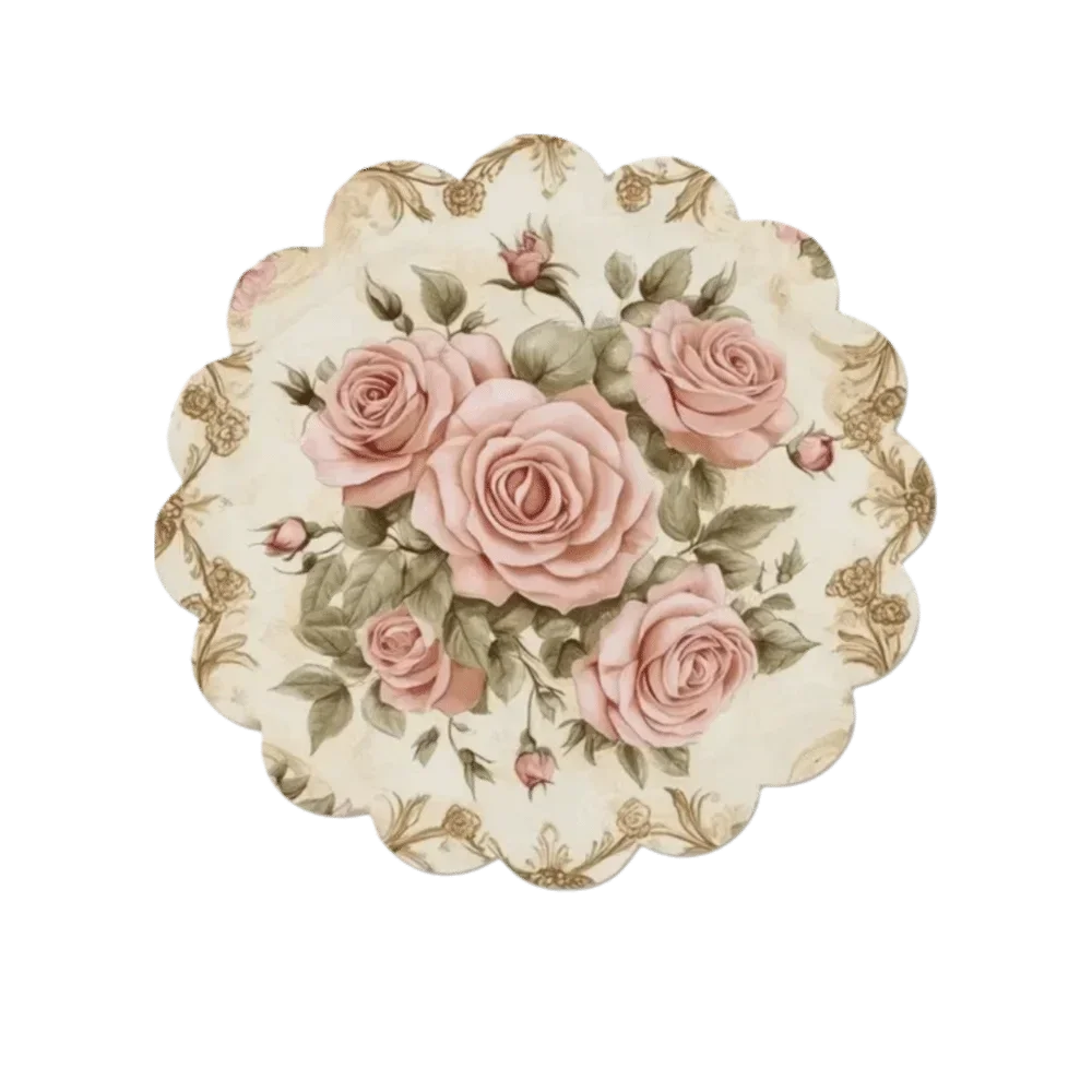 placemat classique floral oiseaux vert beige rose blanc 35cm 35cm