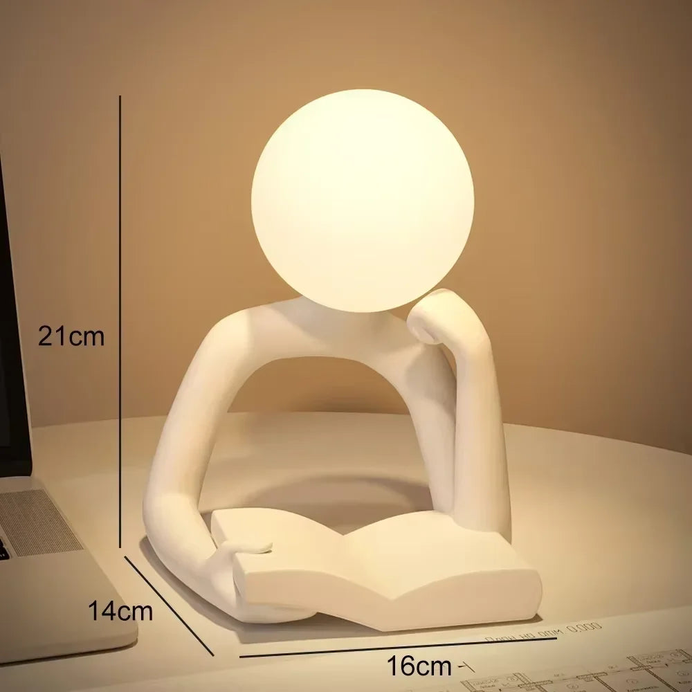 décoration moderne sculpture résine LED noir blanc lisse minimaliste table chambre