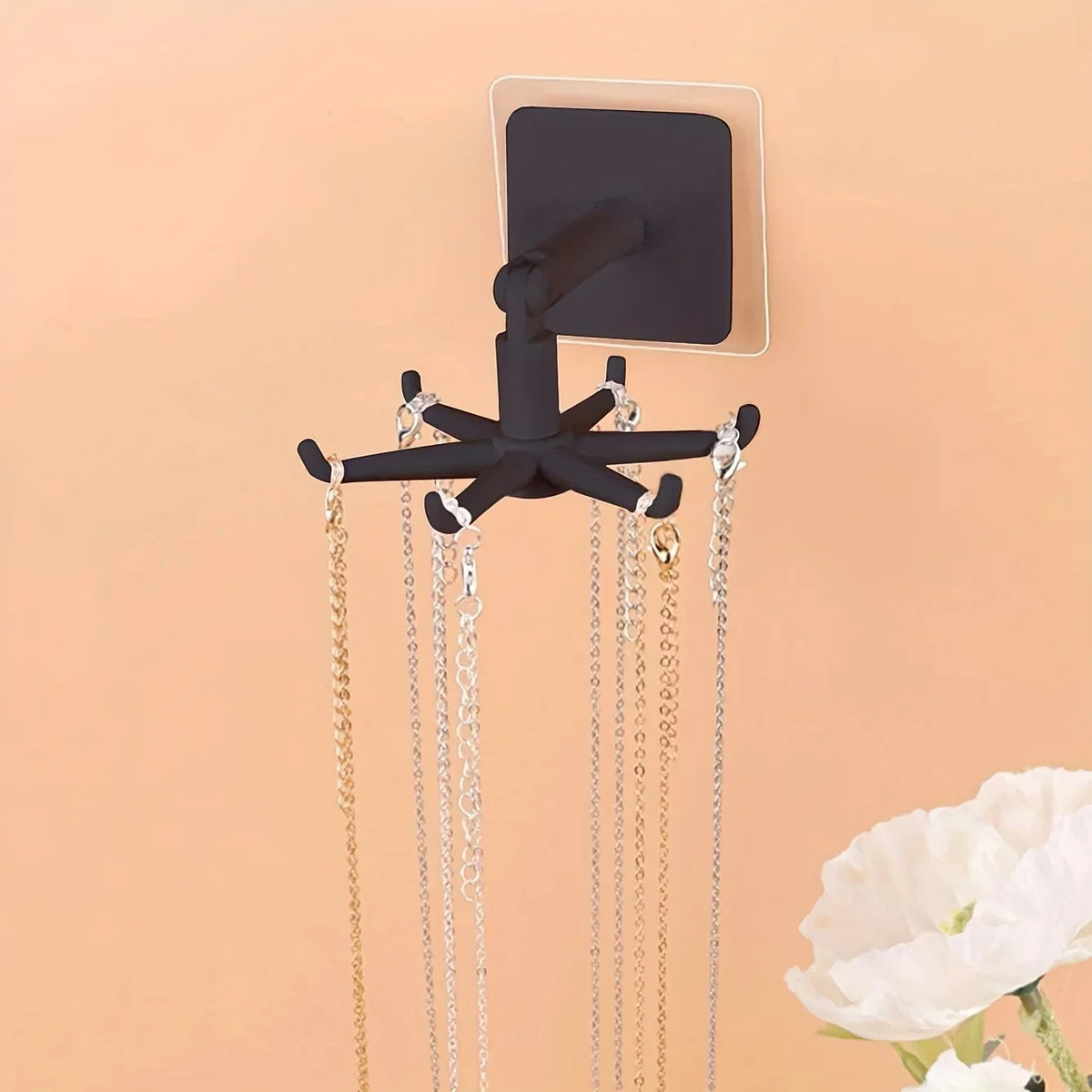 présentoir bijoux moderne adhésif mural noir blanc crochets élastiques lunettes clés minimaliste porte accessoire
