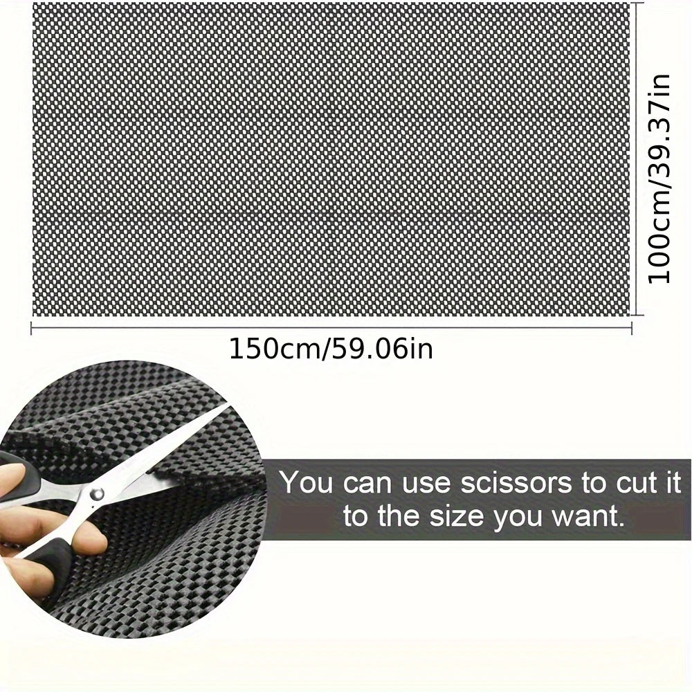 tapis antidérapant noir treillis alvéolaire utilitaire minimaliste 150x100cm cuisine tiroirs comptoirs