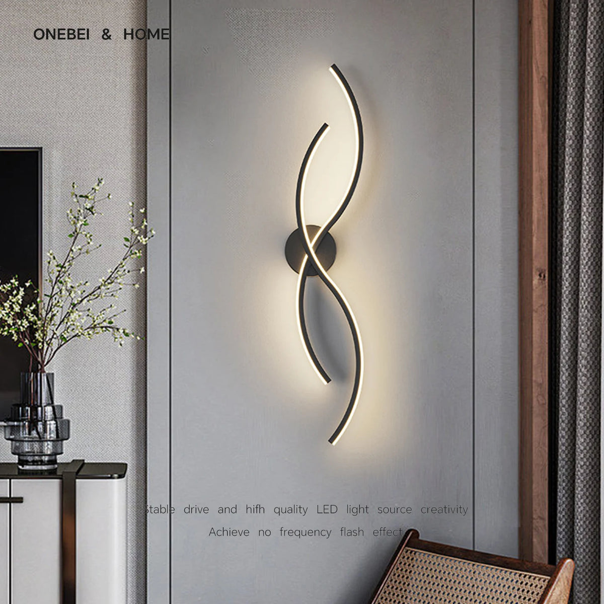 lampe murale moderne applique murale spirale abstraite noir lumière minimaliste fixée mur