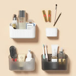 organisateur rangement blanc boîtes stockage grille moderne adhésif cosmétiques brosse maquillage