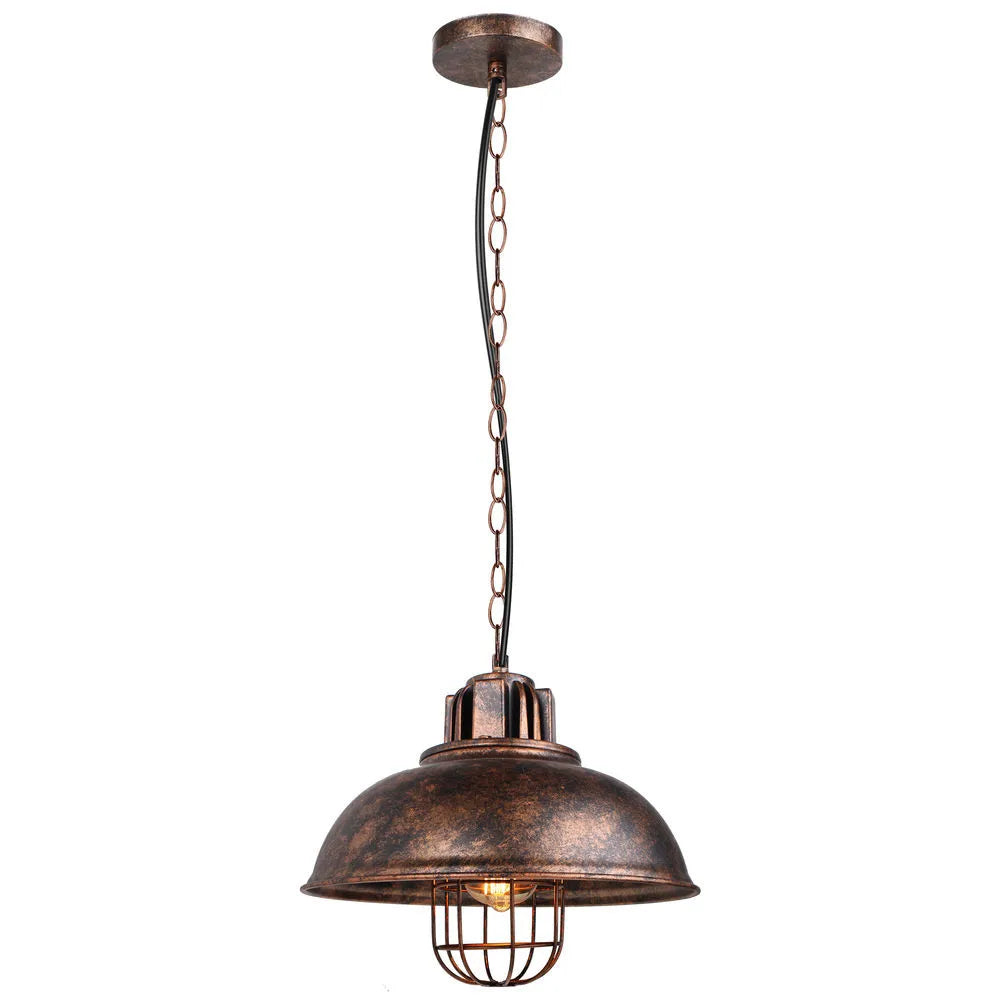 Suspension lumineuse industrielle vintage noir cuivre ampoule chaînes métal fini mat