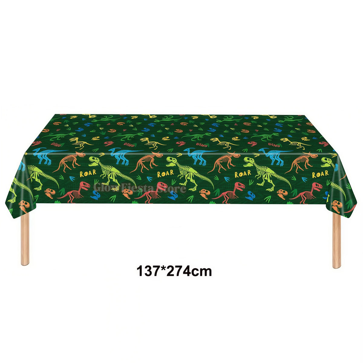 nappe plastique dinosaure motif enfant anniversaire decoration table verte marron blanc