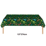 nappe plastique dinosaure motif enfant anniversaire decoration table verte marron blanc