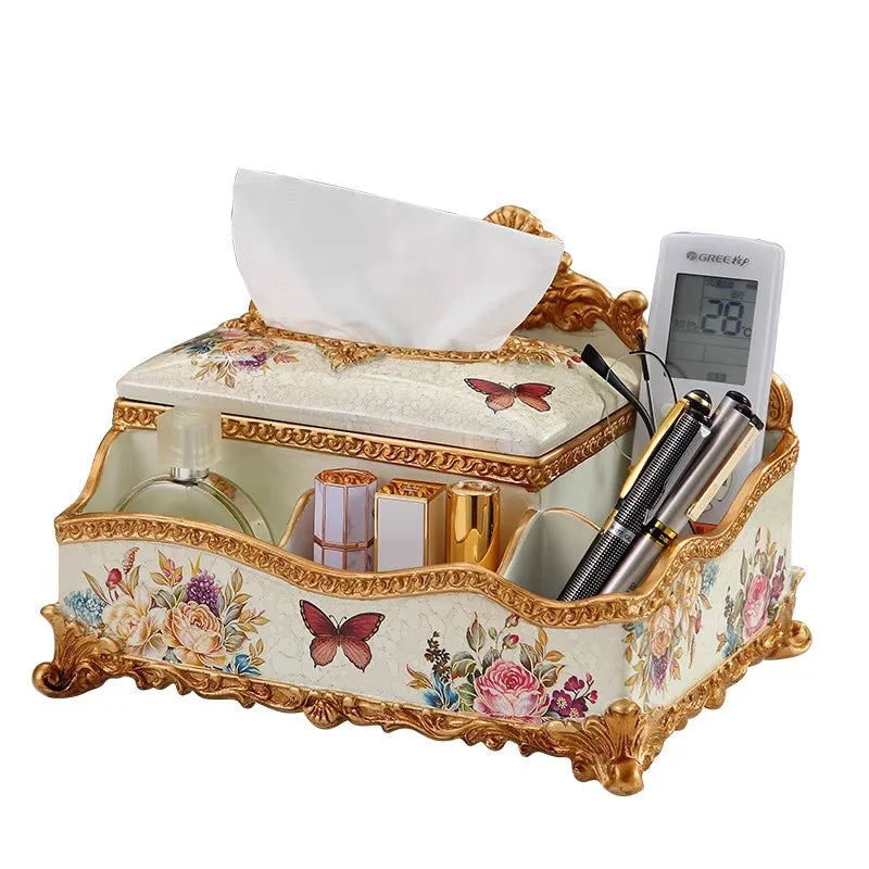 boîte rangement multifonctionnelle beige doré motifs floraux classique réutilisable respectueuse environnement