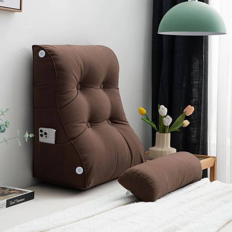 coussin inclinable adulte moderne beige gris rose marron boutons carrés lavable poches smartphone 45x55cm