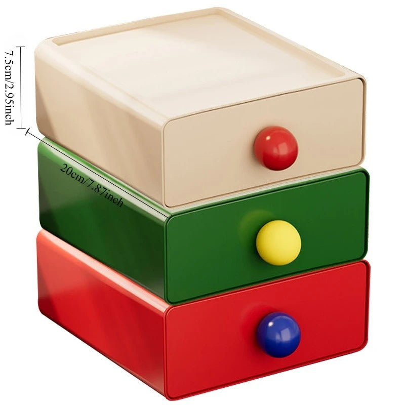 boîtes tiroirs coulissantes moderne vert blanc rouge matériaux abs rangement organisation papeterie minimaliste