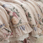 ensemble literie fleuri romantique 100 coton king size beige rose vert bleu