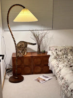 lampe sol moderne bois marron foncé led 170cm éclairage neutre