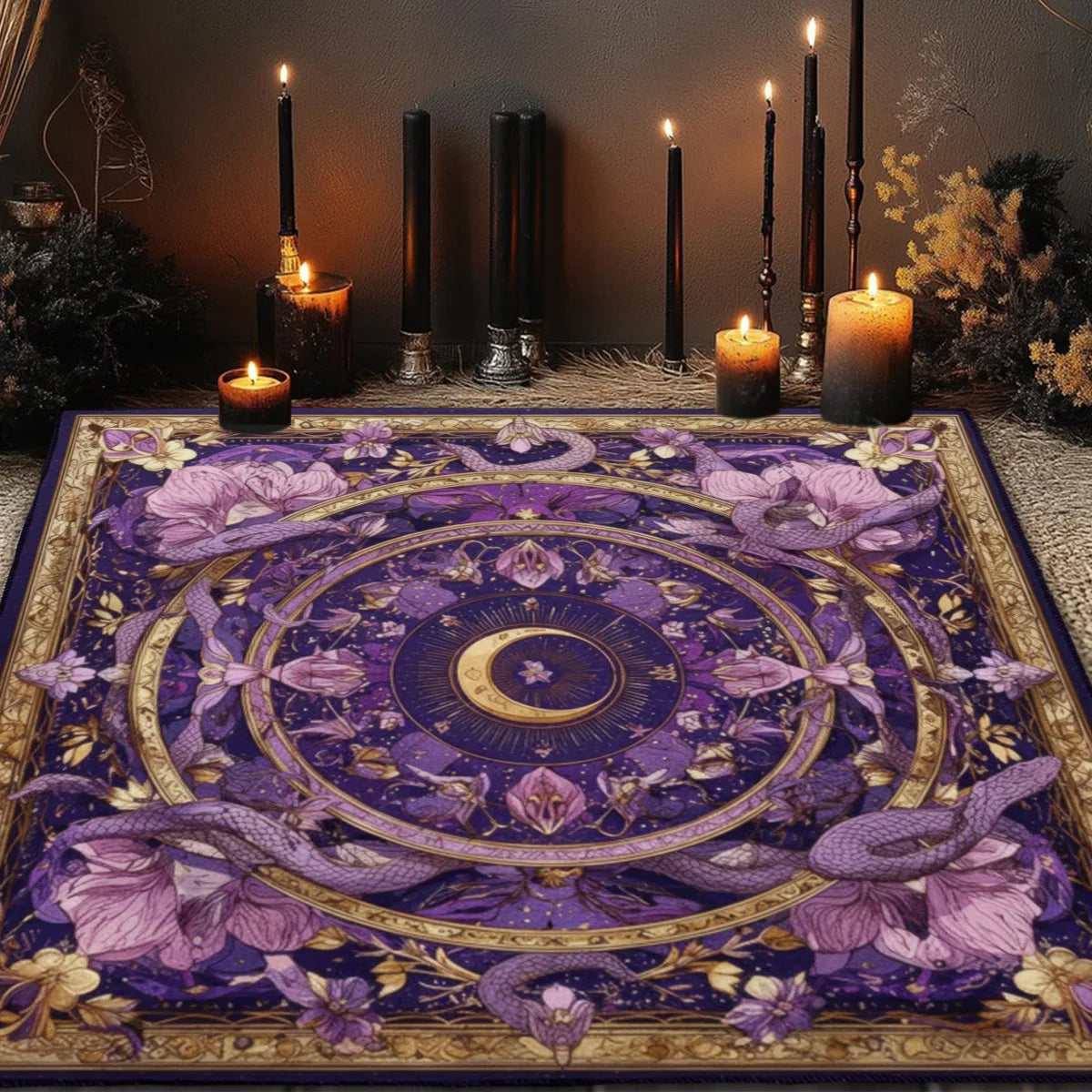 tapis astrologiques motifs magiques tarot divination esoterique decoratif quartz amethyste