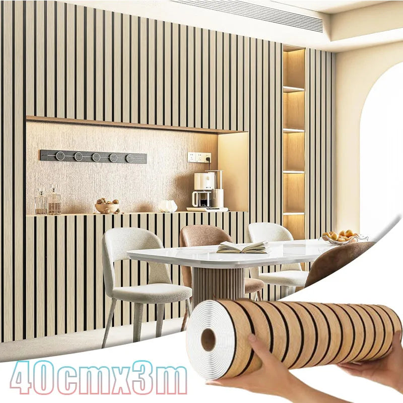 papier peint auto adhésif rayures verticales moderne beige clair noir 40cm 3m salon restauranthôtel