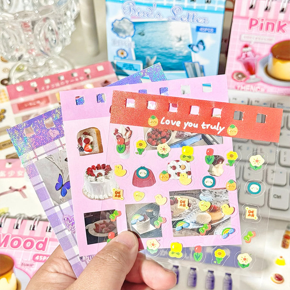 sticker kawaii fruit animal scrapbooking carnet notes stickers mignons geometrique anneaux metaux autocollants portables
