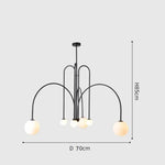 suspension lumineuse moderne sphères translucides structure métallique or rouge brun lumière led chambre salon