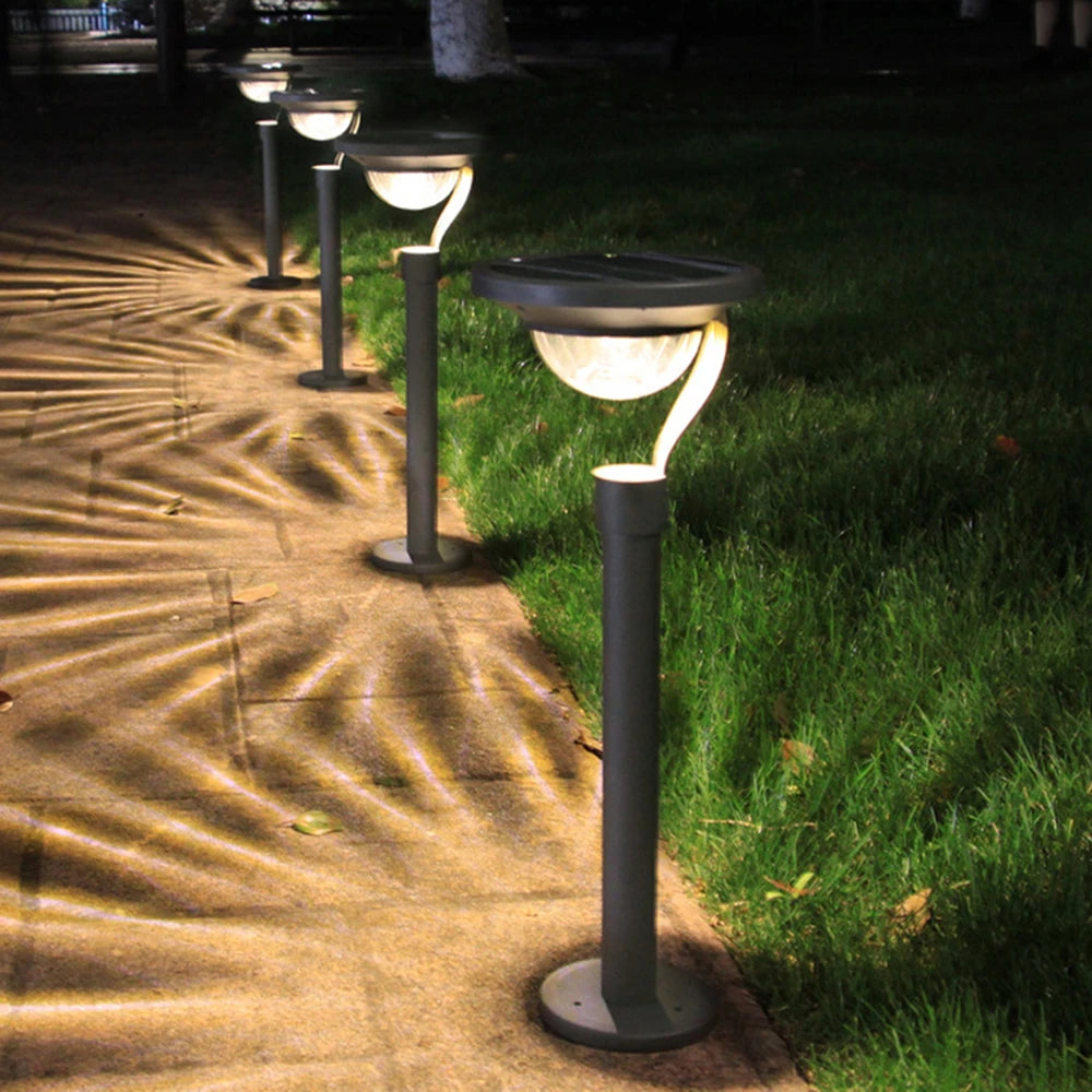 lampe solaire gris moderne panneau solaire tringle assemblée extérieure jardin étanche led brillante