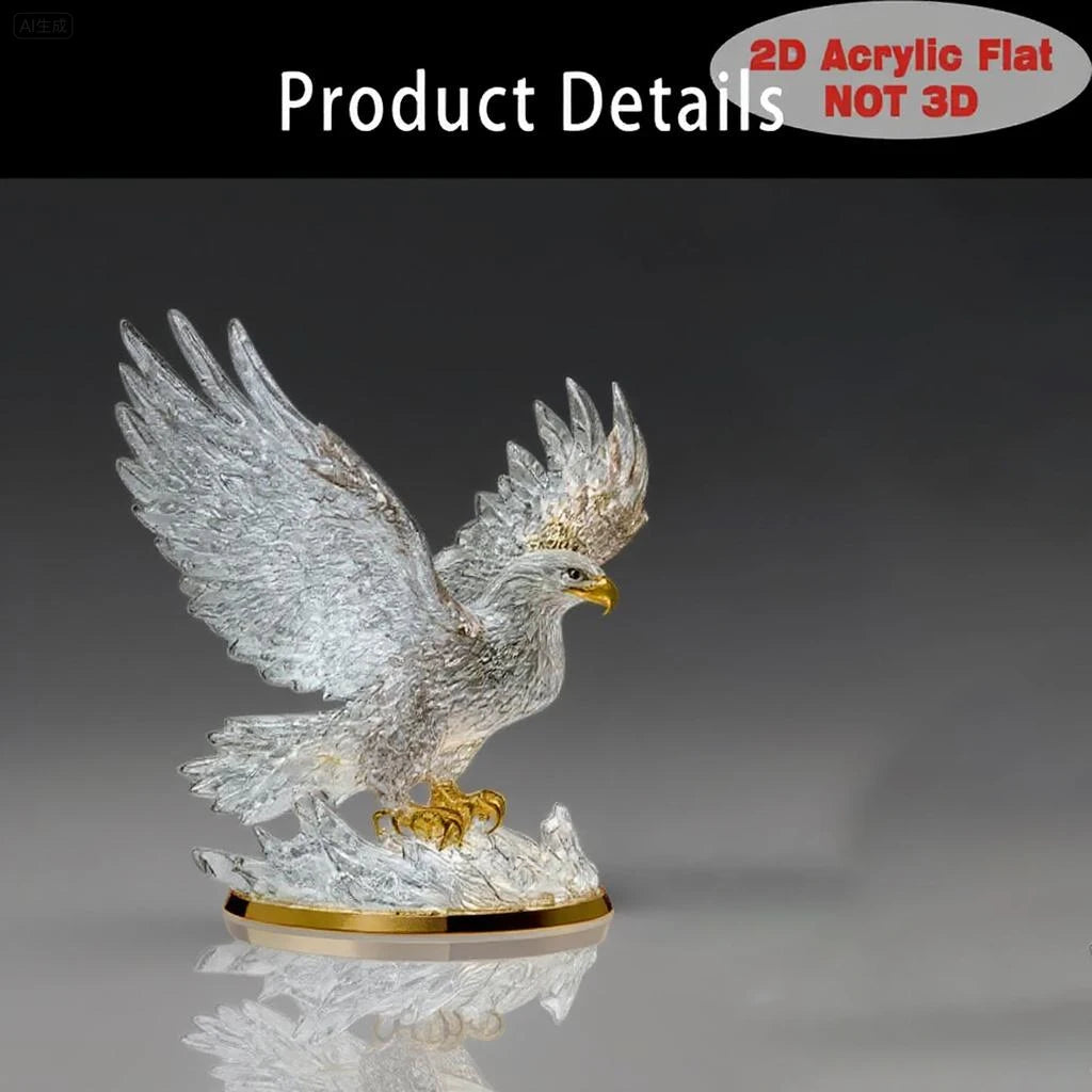 décoration sculpture aigle transparent doré moderne brillance effet métallique base plate