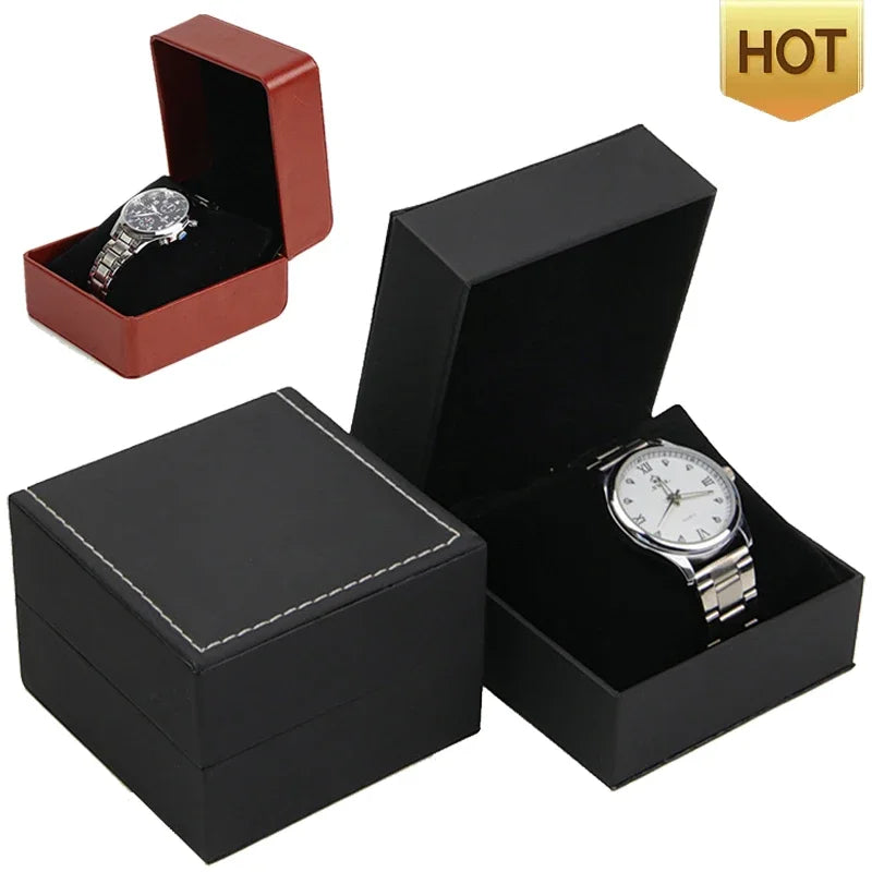 présentoir montre cuir classique argenté noir boîte rangement bracelet métallique organizer bijoux voyage
