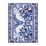 nappe rectangulaire motif floral baroque blanc bleu violet décoration table classique élégant polyester coton