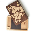 porte cartes bois floral motifs animaux clips minimaliste