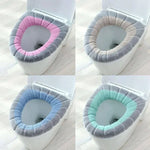 couvre siege toilette gris rose vert rayures horizontales doux confortable adhésif peluche coton