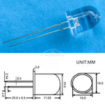 diodes led mixte bleu vert rouge jaune blanc orange rose 10mm rond transparent 50pcs