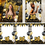 Accessoires photomaton paillettes dorées noires pour anniversaire adulte