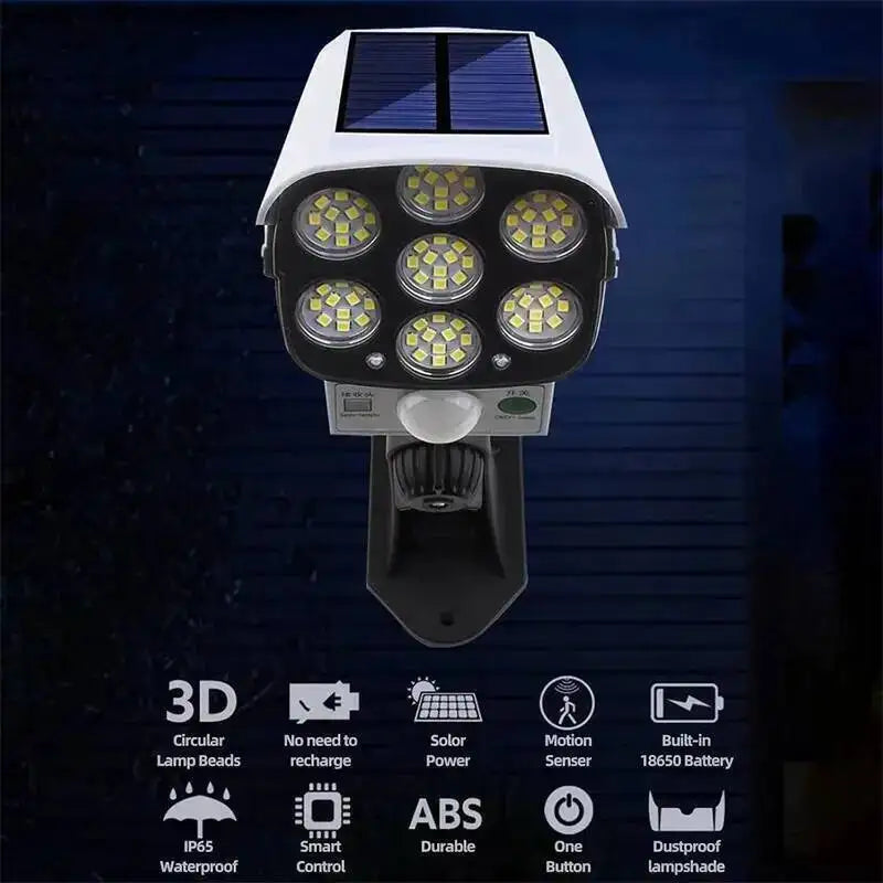 lampe solaire extérieure blanc moderne détecteur mouvement panneau solaire murale led 77 rondes