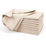 serviettes table tissu lin naturel lot 12 beige blanc rose rustique motifs floraux