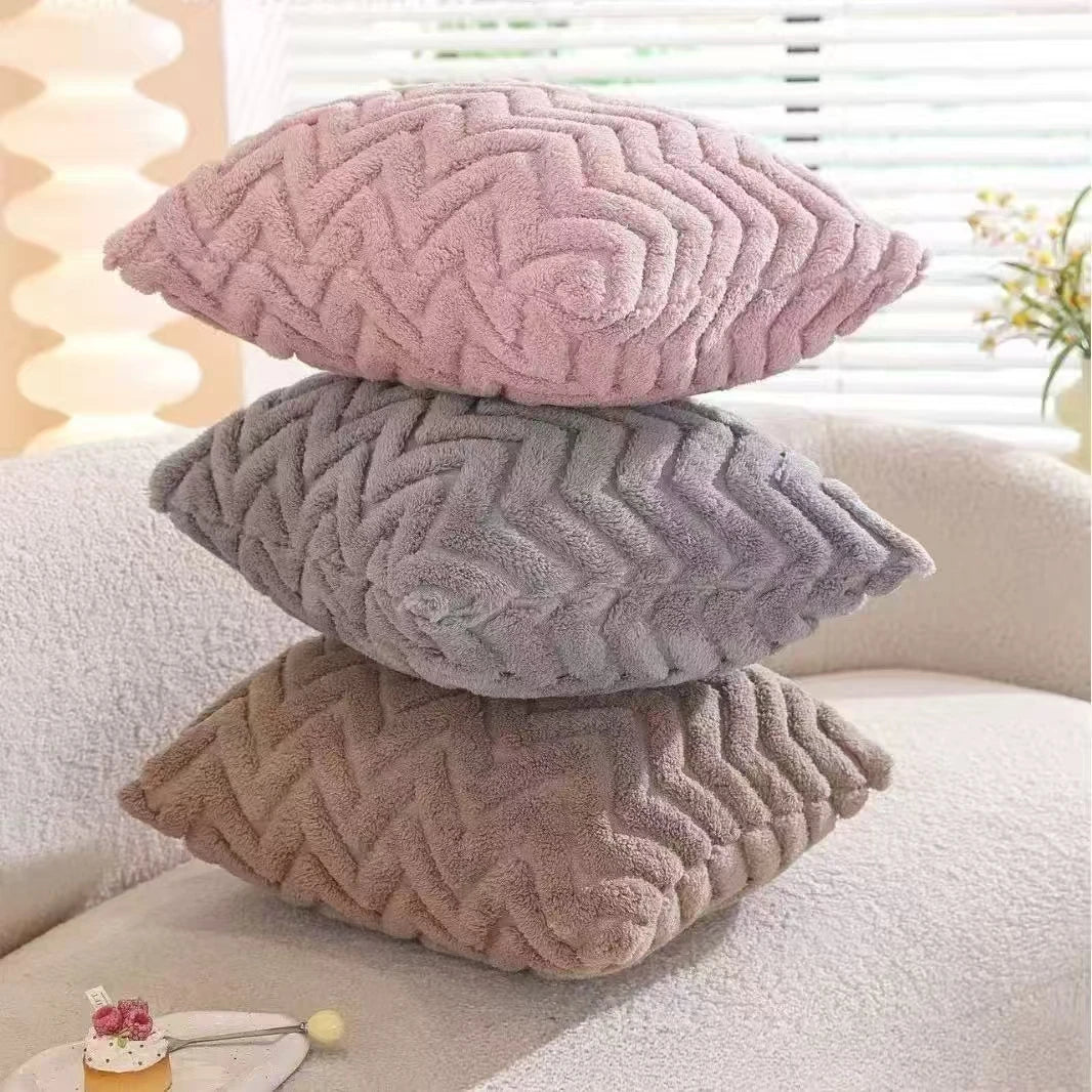 housses coussin polyester motif zigzag moderne rose beige gris jaune maison