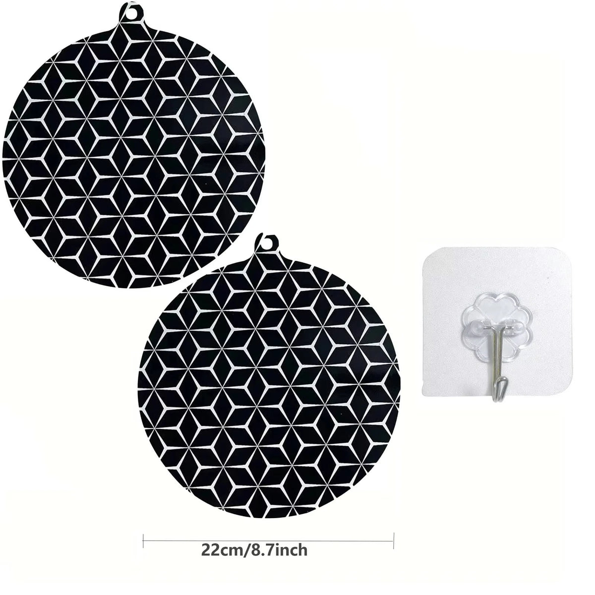 protège plaque induction silicone anti rayures moderne noir blanc hexagones adhésif durable rond rectangle