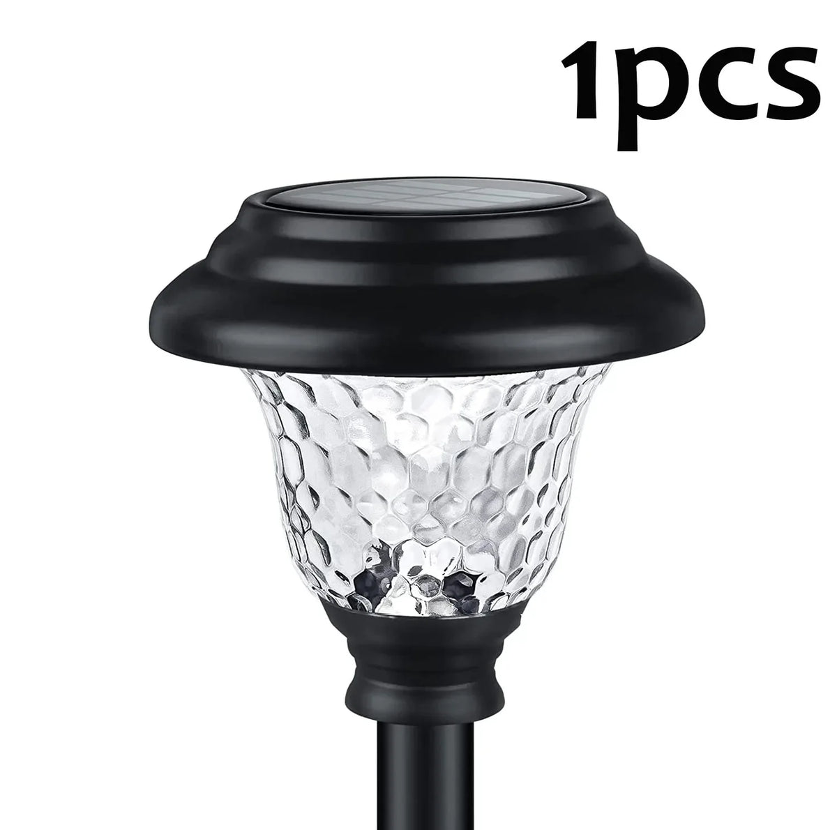 lampe solaire jardin led moderne noir jaune doré texture verre striée ip65 étanche flux
