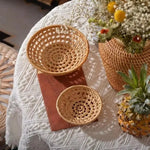 paniers rotin tressage géométrique naturel multifonctionnels ménagers réutilisables traditionnels artisanats