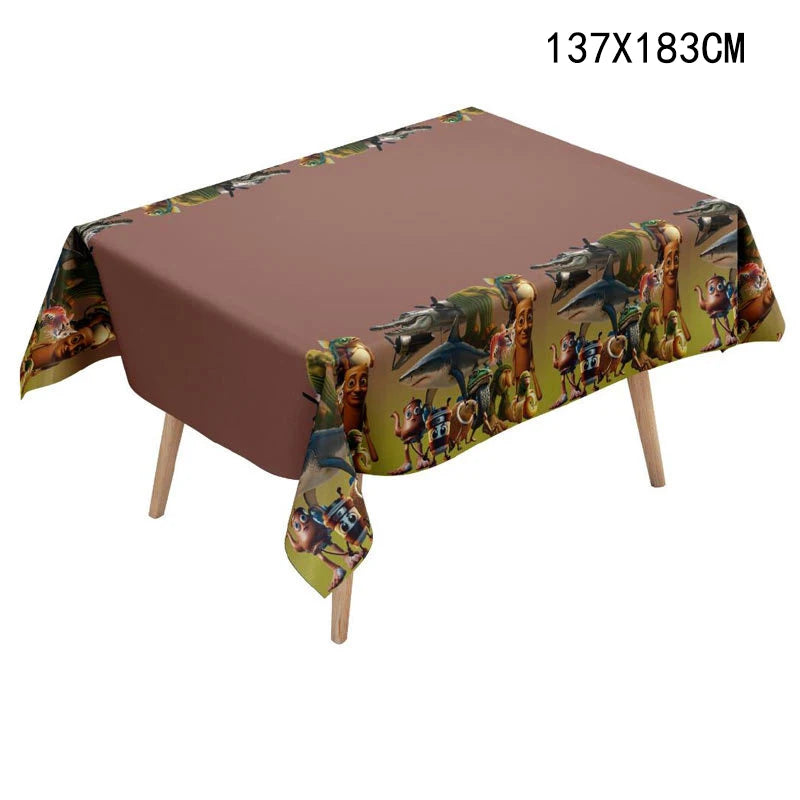 nappes jetables enfants motifs animaux fruits paysage anniversaire bleu marron vert turquoise festive