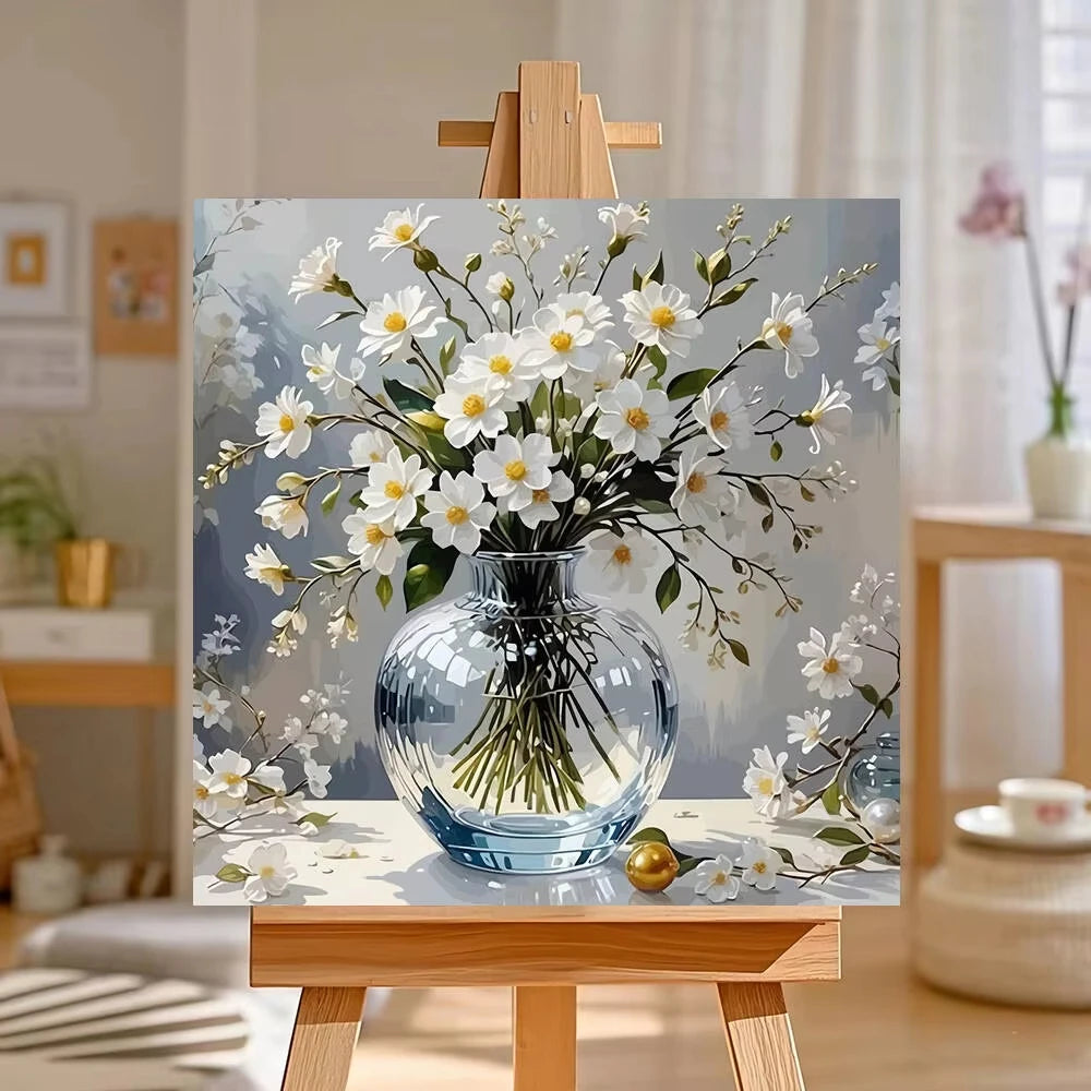 peinture numérique fleur vase toile huile diy decoration moderne salon