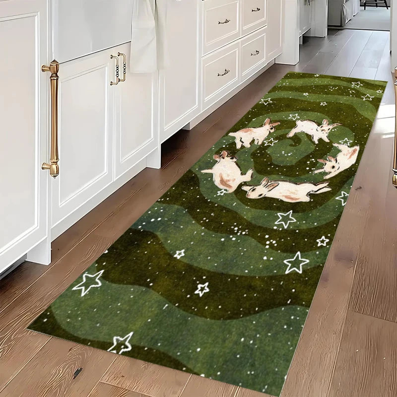 tapis moderne vert lapins étoiles adhésif doux extérieur décoration chambre commercialisation