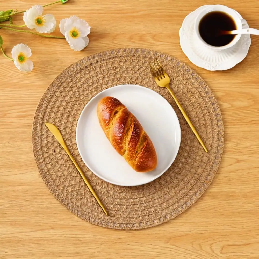 serviettes table rustiques lin beige clair motif géométrique naturel 38cm