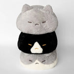 coussin peluche forme pain visage chat orange gris doux sieste literie oblong