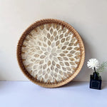 assiettes decoratives boho mosaïque coquillages naturel artisanal floral table mur decoration
