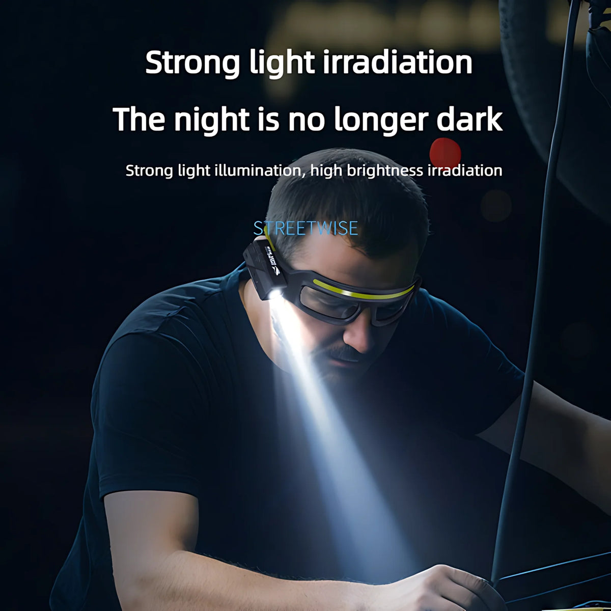 lampe frontale led rechargeable capteur mouvement modes stroboscope 90° rotation 99g usb camping randonnée