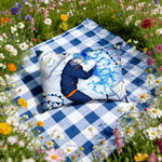 housse coussin imprimé anime personnages bleu blanc moderne double face