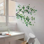 sticker mural feuilles branches naturel adhésif vert brun réaliste salon bain