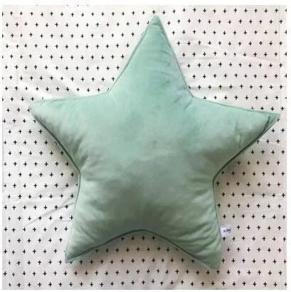coussin étoile solide bleu marine bleu clair gris vert pastel rose pâle moderne doux