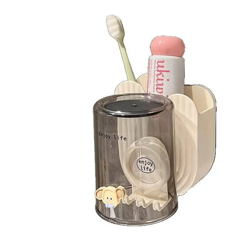 organisateur salle bain brosses dents dentifrice coupes animaux mignons moderne minimaliste transparent adhésif