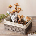 paniers rangement marron clair tissu floral réutilisables stockage maison vintage taille
