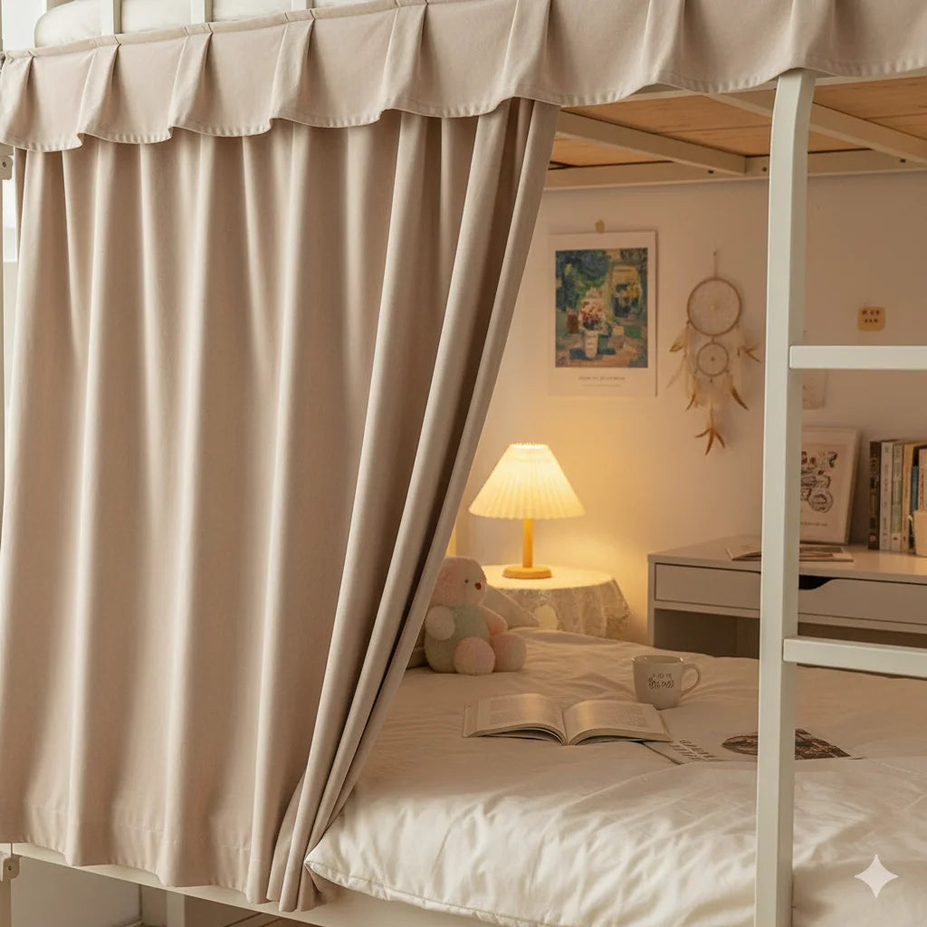 rideau lit beige clair doux moderne anti poussière 1.2m 1.5m 2m