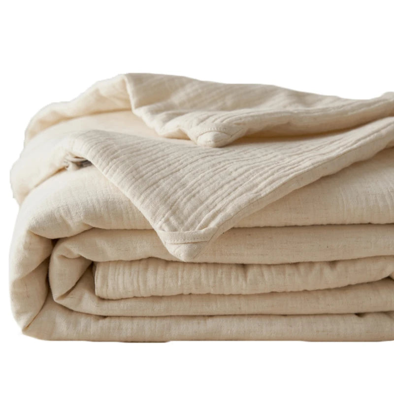 couette été coton lin texturée gaufrée plissée literie maison adultes