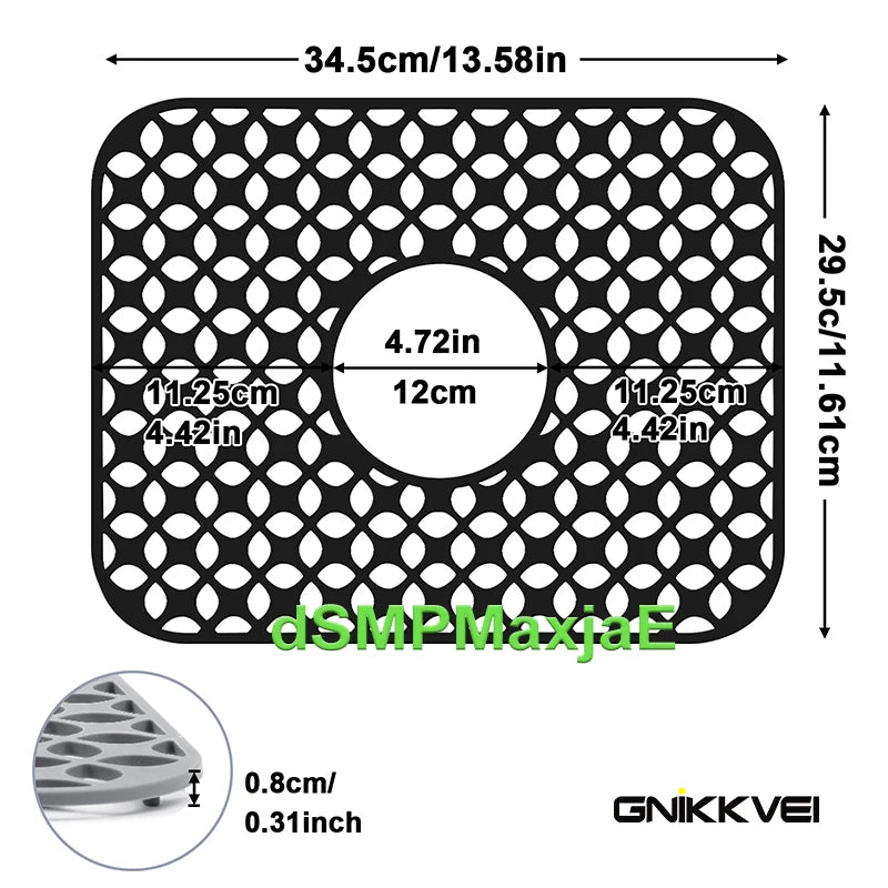 tapis cuisine silicone perforé moderne noir 200°C résistant 46.2cm 31.7cm