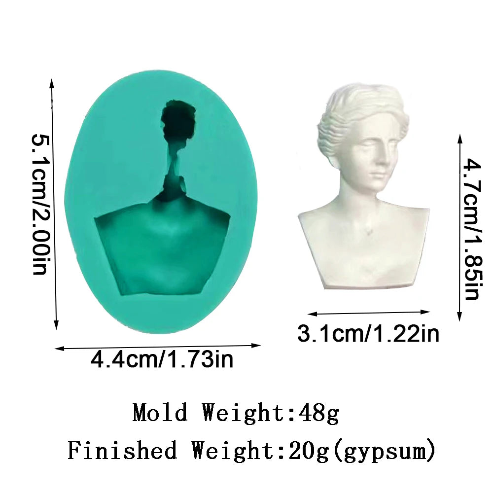 moules silicone bustes sculptés classiques aromathérapie gypse résine époxy decoration gâteau blanc vert