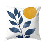 housse coussin géométrique bleu feuilles stylisées moderne 45cm 45cm zip invisible polyester maison